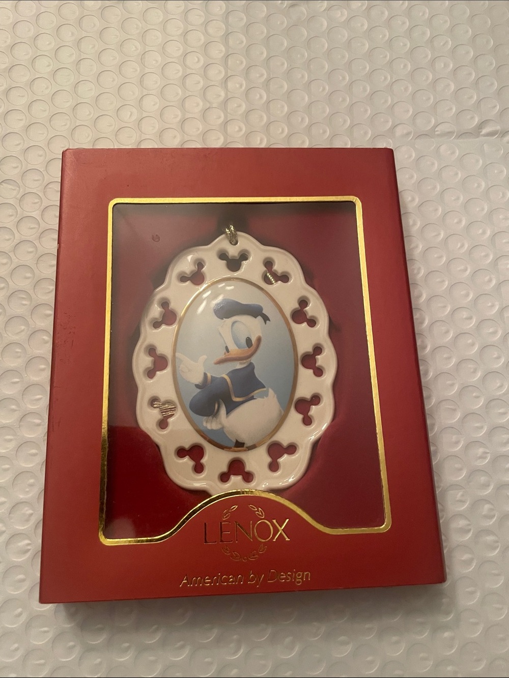 Lenox Donald Duck Porcelain Ornament in White, Blue & Gold